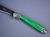 Malachite gemstone on full tang handmade knife by Jay Fisher