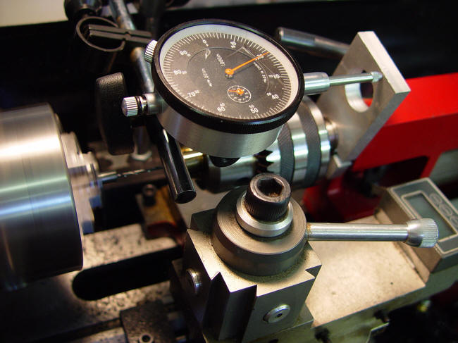 Dial indicator on lathe